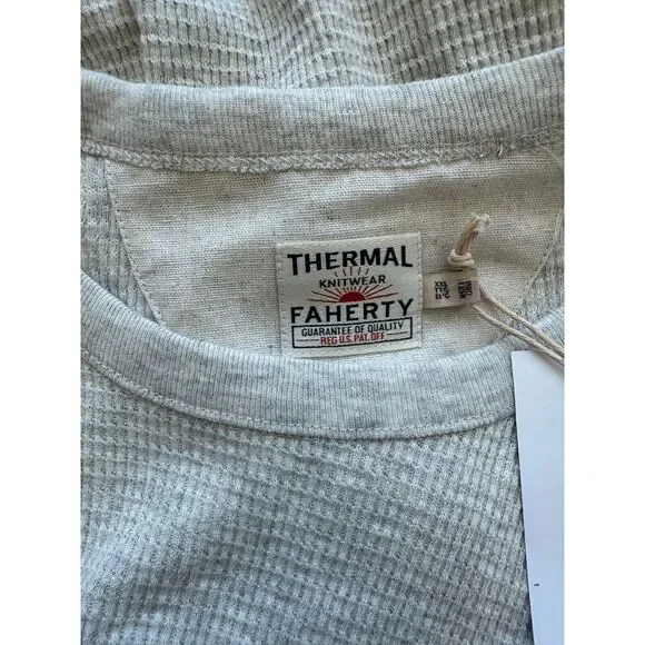Faherty Mens Light Dove Heather Thermal Surplus Waffle Crew Neck T-Shirt Sz 2XL